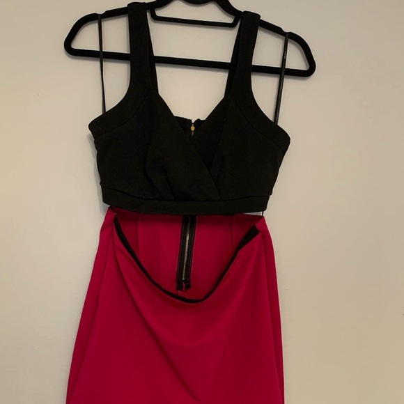 Black & Pink Cutout Mini Party Club Dress Forever 21 Size Large Colorblock - Picture 8 of 15